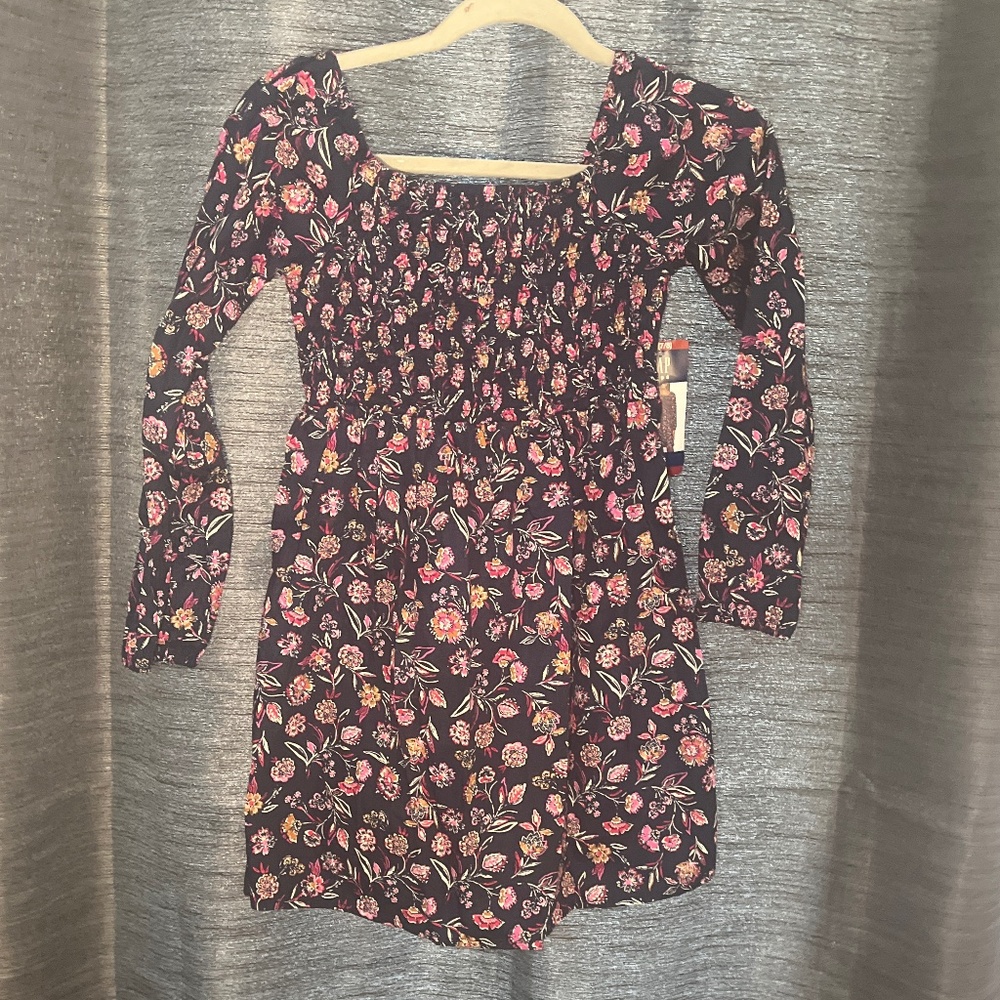 GAP Kids Floral Long Sleeve Dress - Blue and Pink